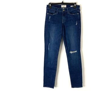 Frame Denim Le Skinny de Jeanne Ripped Jeans Dark Wash